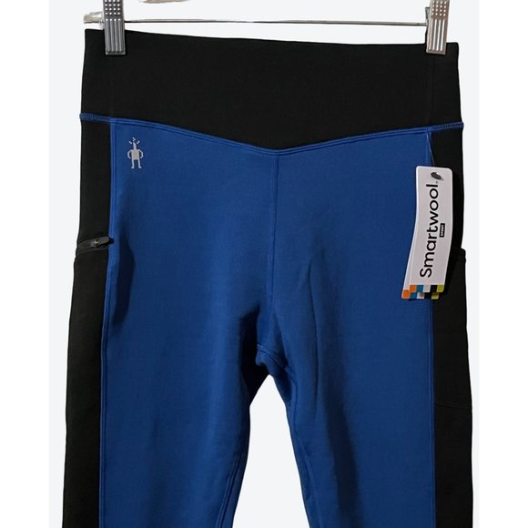 Smartwool Women's Merino Sport Fleece Colorblock Legging Blue Black 26" x 27" - Picture 2 of 9